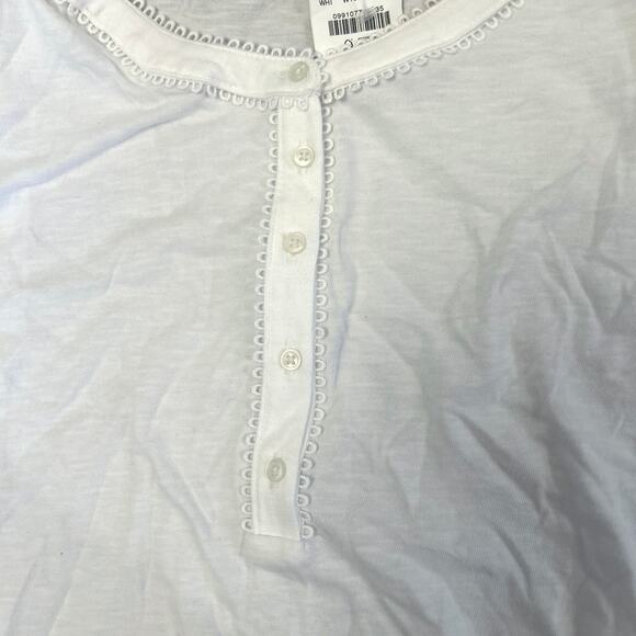 NWT J.Crew Smocked Henley Knit Top White Size L - Picture 6 of 8